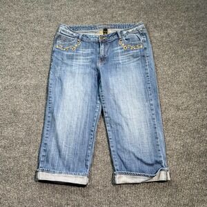 G Unit Jeans‎ Womens 13 Blue Denim Capri Cuffed Straight Baggy Hip Hop Mid 34x19